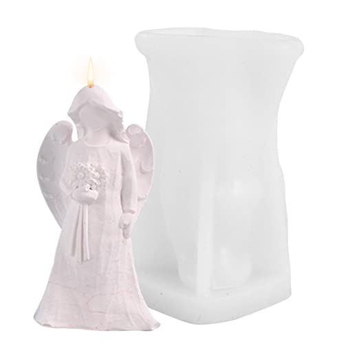 Kerzenform Zum Gießen, 3D Engel Silikonform Weihnachten Kerzenform DIY 3D-Engel Fondant Silikonform Kerzengießform DIY Kuchen-Form Harz Engel Figur Form Für Herstellung Von Kerzen, Aromasteinen, Scho von Pomrone