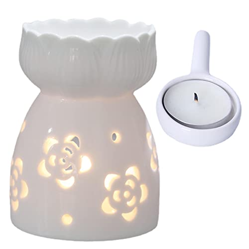 Pomrone Keramik Ölbrenner Aroma Diffusor, Duftlampe Aus Keramik Dekorative Wachsschmelzbrenner Mit Kerzenlöffel, Kerzenbrenner Teelichthalter Kalebasse Aromalampe Duftlicht Aromabrenner Für von Pomrone