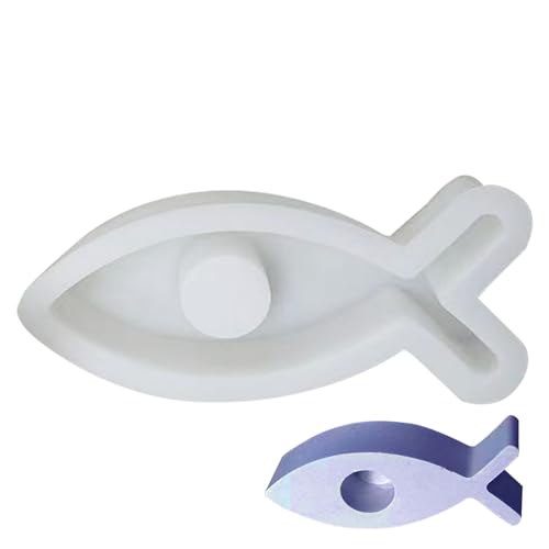 2 Stück Silikonform Kerzenhalter, Silikonform Gießform Kerzenhalter Fisch, Silikonform Kerzenhalter für Stumpenkerzen, Kerzenhalter Form Stabkerze, DIY-Handwerk, Haus Dekoration, Geschenk von Pomurom