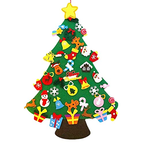 Filz Weihnachtsbaum für Kinder Filz Weihnachtsbaum Set Mit 33pcs Ornamente Wand Dekor für Kinder, Filz Weihnachtsbaum Für Home/Tür/Wand Hängend Dekor, Weihnachten Geschenk, Kinder Weihnachts von Pomurom