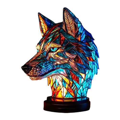 Tier Tischlampe, Drache/Meeresschildkröte/Löwe/Delfin/Wolf Nachtlicht aus Kunstharz, Vintage Mini Tischlampe Nachtlichter, Kreative LED Nachttischlampe für Schlafzimmer Wohnzimmer Büro Heimdekoration von Pomurom