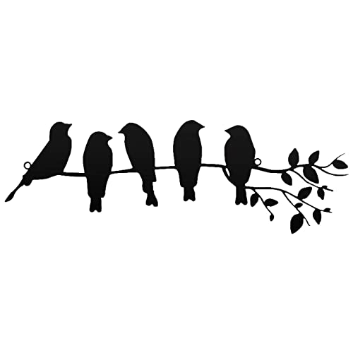 Wanddekoration Metall Vogel, Vogel auf Ast Silhouette Kunst, Wanddeko Vogel Metall Schwarz, Wandkunst Metall Schwarz, Metall-Wandschild, Dekoration für Zuhause Schlafzimmer Wohnzimmer Küche Garten von Pomurom