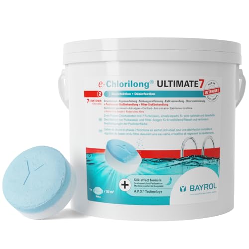 BAYROL e-Chlorilong ULTIMATE7 4,8 kg - Zwei Phasen Chlortabletten für Pool mit 7 Funktionen - Optimale Desinfektion von Poolwasser & Filter - Chlor Pool Multitabs von Bayrol
