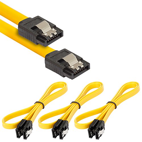 POPPSTAR 3x SATA Kabel SSD/HDD (0,5m SSD Datenkabel/SATA 3 Kabel SSD, 2 gerade Stecker) bis zu 6 Gbit/s, gelb von POPPSTAR