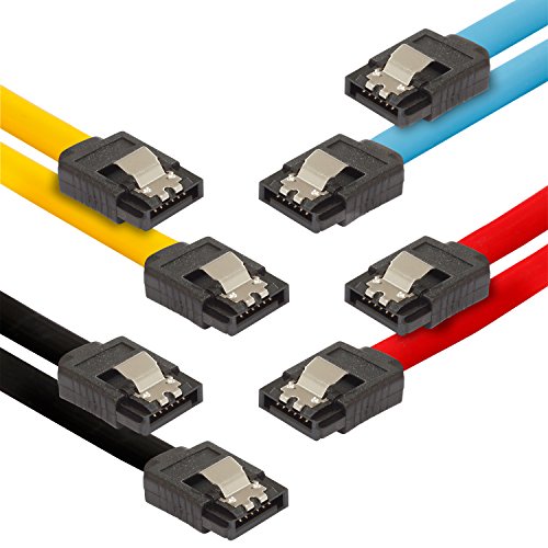 POPPSTAR 4x SATA Kabel SSD/HDD (0,5m SSD Datenkabel/SATA 3 Kabel SSD, 2 gerade Stecker) bis zu 6 Gbit/s, schwarz, gelb, rot, blau von POPPSTAR