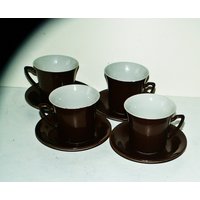 Vintage Braun Glasiertes Porzellan Set von PorteDuSoleil