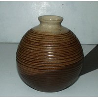 Vintage Runde Keramik Vase/Earthenware/Glasierte Vase/1950Er Jahre von PorteDuSoleil