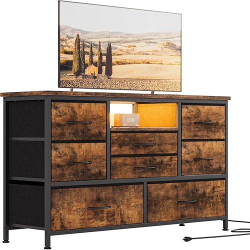 PortoAlegre Kommode Mit Schubladen, Steckdose Und LED, 8 Schubladen Aus Stoff, Multifunktionaler Schubladenschrank für Schlafzimmer Und Wohnzimmer, 120 * 36 * 75cm PortoAlegre Kommode Mit Schubladen, Steckdose Und LED, 8 Schubladen Aus Stoff, Multifunktionaler Schubladenschrank für Schlafzimmer Und Wohnzimmer, 120 * 36 * 75cm von PortoAlegre