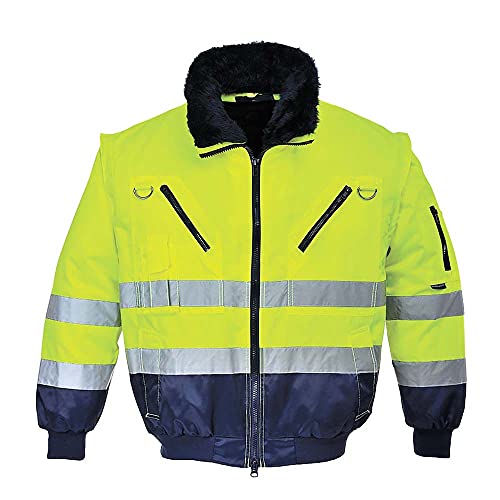 Portwest Hi-Vis Warnschutz 3-in-1 Pilotjacke, Größe: 4XL, Farbe: Gelb/Marine, PJ50YNR4XL von Portwest