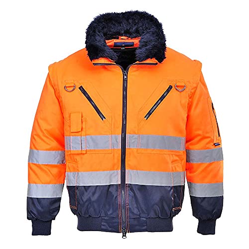 Portwest Hi-Vis Warnschutz 3-in-1 Pilotjacke, Größe: L, Farbe: Orange/Marine, PJ50ONRL von Portwest