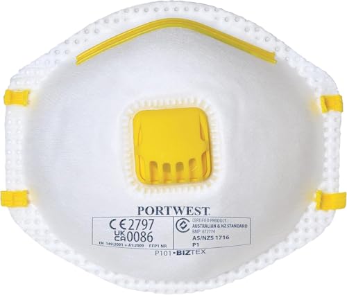Portwest P101WHR FFP1 Staubschutzmasken mit Ventil, Weiß, 10 Stück von Portwest