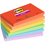 Post-it Super Haftnotizen 76 x 127 mm Blau, Grün, Orange, Rot, Violett, Gelb Rechteckig Einfarbig 6 Blöcke mit 90 Blatt von Post-it