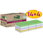 Post-it Super Sticky Recycelte Haftnotizen 76 x 76 mm Farbig sortiert 70 Blatt Vorteilspackung 14 + 4 Gratis von Post-it