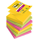 Post-it Carnival Collection Super Sticky Z-Notes Haftnotizen 76 x 76 mm Grün, Gelb, Rosa Rechteckig Blanko 90 Blatt Vorteilspackung 4 + 2 Gratis von Post-it