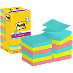 Post-it Cosmic Colours Super Sticky Z-Notes Quadratisch 76 x 76 mm Blanko Farbig Sortiert R330-SSCOS-P8+4  90 Blatt Vorteilspack 8 + 4 Gratis von Post-it