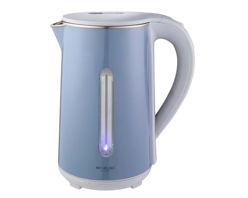 Edelstahl XXL 1,8 Liter schnurloser Wasserkocher LED I 360° drehbar I inkl Kalkfilter Wasser Kocher perfekt für Babynahrung & Tee & Kaffee Abschaltautomatik BPA frei (Edelstahl, Excelence Matt Blau) von Posten Anker