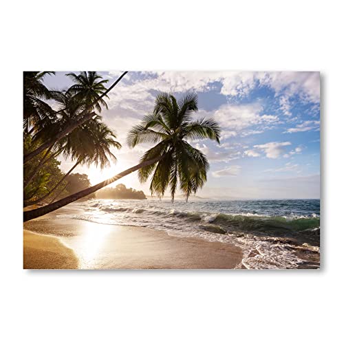 Postereck - 1363 - Palmen, Strand Meer Natur Landschaft Sonne Welle - Wandposter Fotoposter Bilder Wandbild Wandbilder - Leinwand - 100,0 cm x 75,0 cm von Postereck