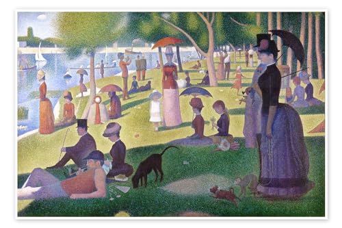 Ein Sonntagnachmittag auf der Insel La Grande Jatte Poster von Georges Seurat 60 x 40 cm Grün Pointillismus Wanddeko von Posterlounge