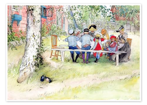 Frühstück unter der großen Birke Poster von Carl Larsson Wandbilder für jeden Raum 70 x 50 cm Grün Jugendstil Wanddeko von Posterlounge