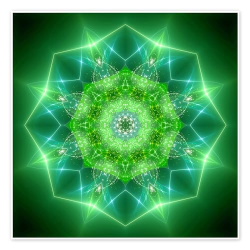 Mandala - Heilstrom Poster von Dolphins DreamDesign Wandbilder für jeden Raum 30 x 30 cm Grün Spiritualität & Entspannung Wanddeko von Posterlounge