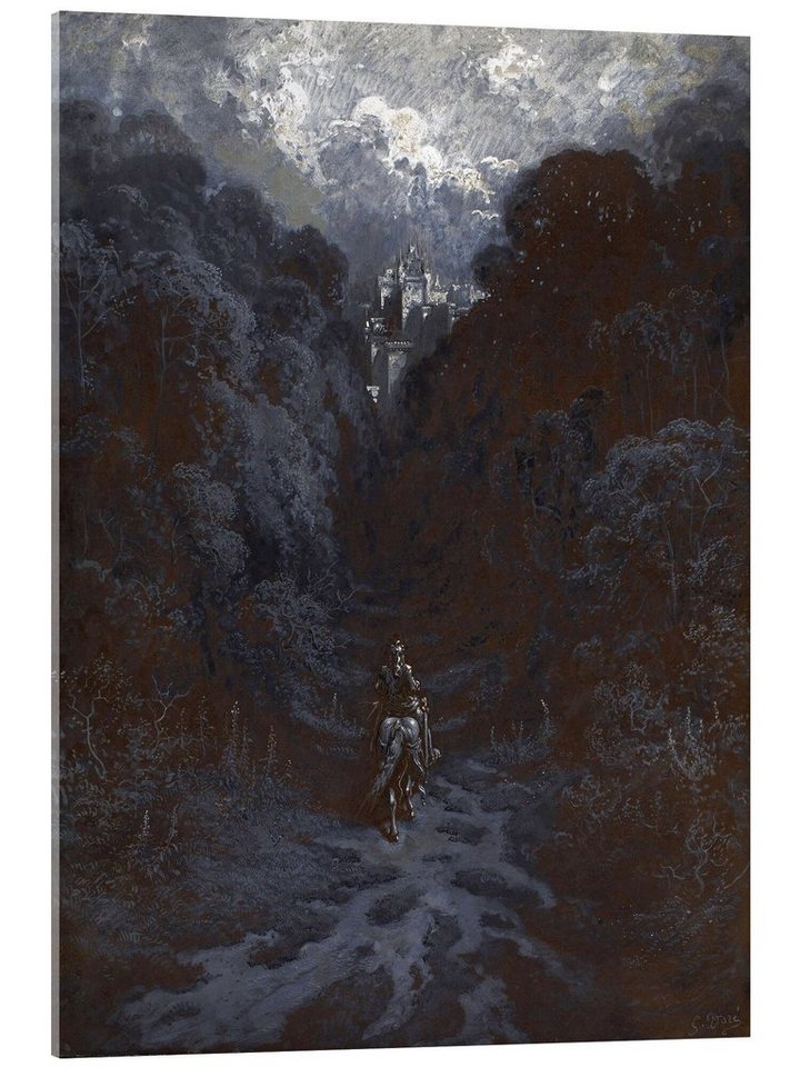 Posterlounge Acrylglasbild Gustave Doré, Sir Lancelot nähert sich dem Schloss von Astolat, Malerei von Posterlounge