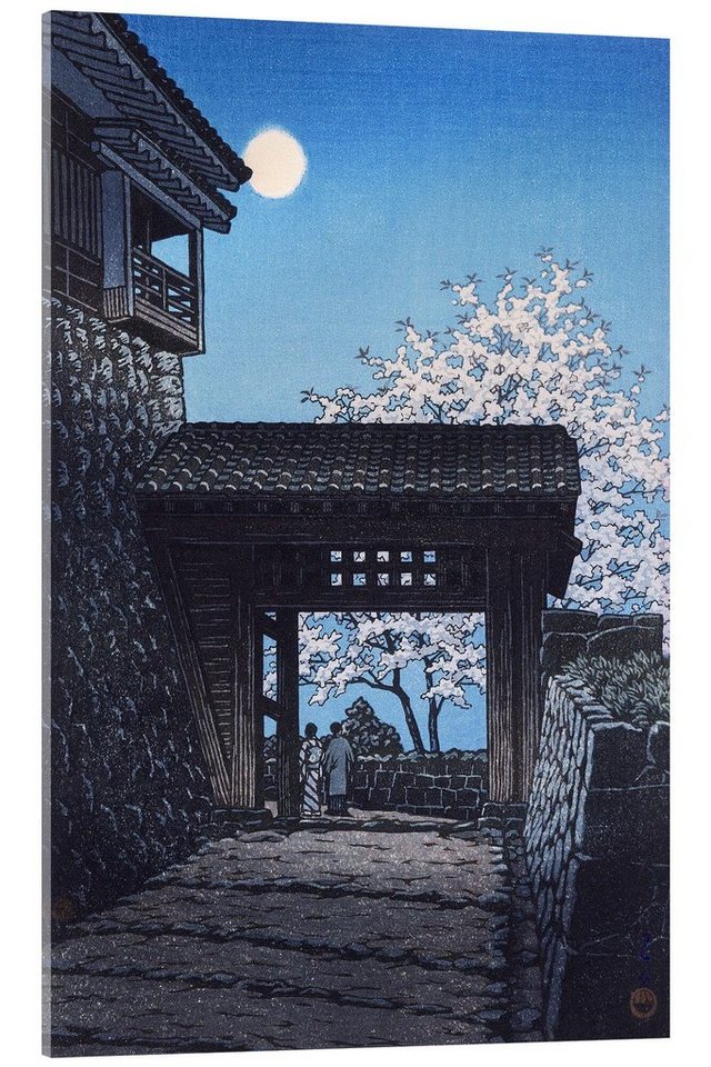 Posterlounge Acrylglasbild Kawase Hasui, Leuchtender Mond auf Schloss Matsuyama, Malerei von Posterlounge