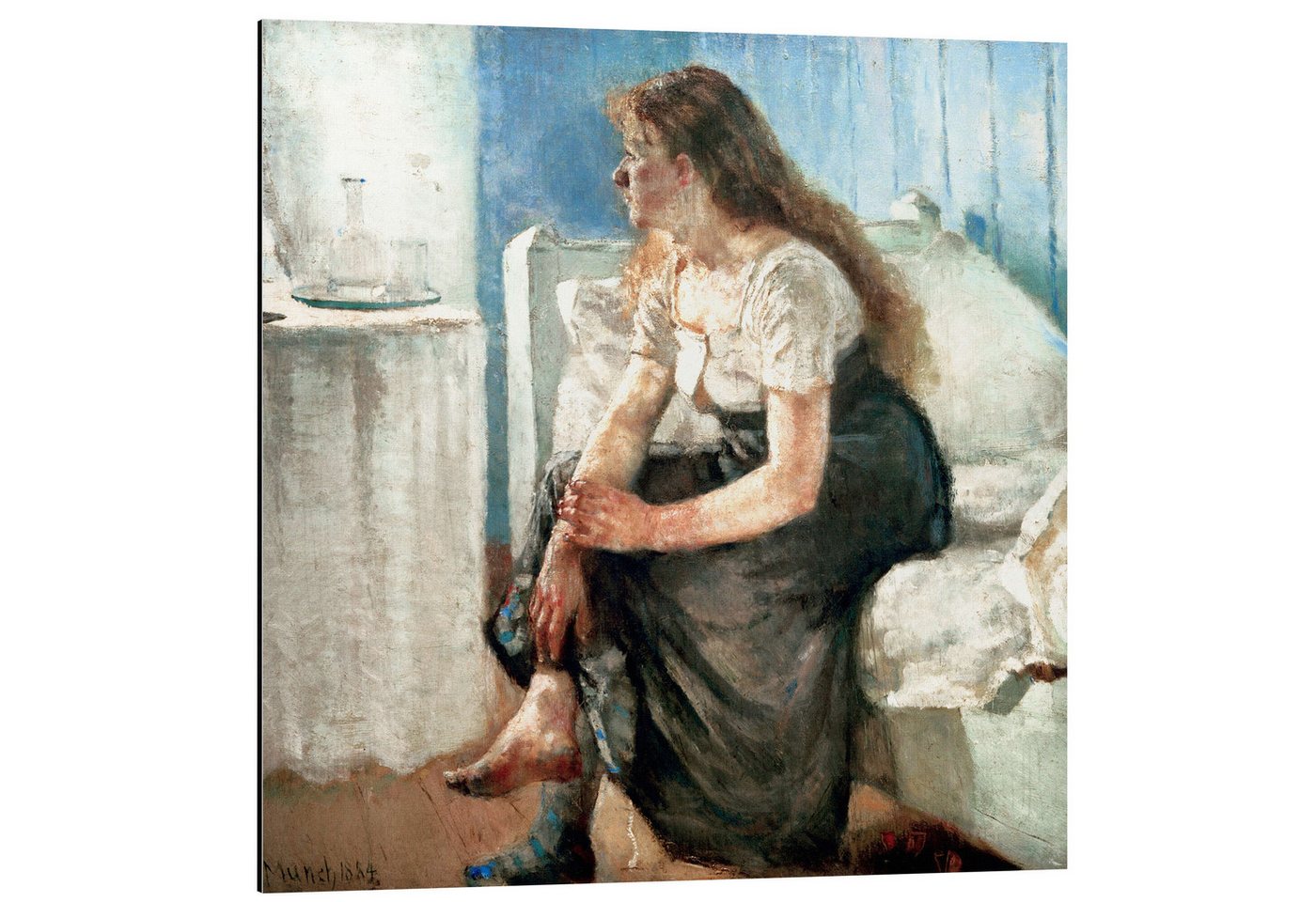 Posterlounge Alu-Dibond-Druck Edvard Munch, Mädchen auf dem Bett, Malerei von Posterlounge