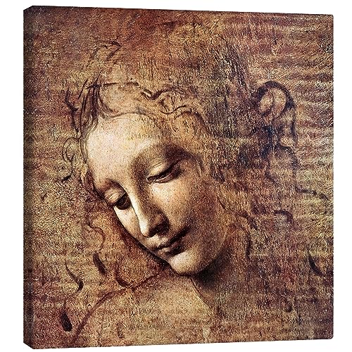 Posterlounge Die Scapigliata Leinwandbild von Leonardo da Vinci 30 x 30 cm Braun Zeichnung & Skizze Wanddeko von Posterlounge