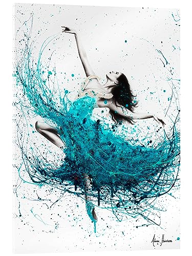 Posterlounge Wellen einer Ballerina Acrylglasbild von Ashvin Harrison 30 x 40 cm Petrol Aquarell Malerei Wanddeko von Posterlounge