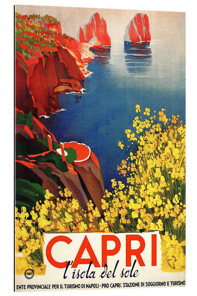 Posterlounge XXL-Wandbild Vintage Travel Collection, Italien - Capri die Sonneninsel, Vintage Illustration von Posterlounge