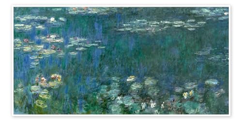 Seerosen, grüne Reflexionen 1 Poster von Claude Monet Wandbilder für jeden Raum 160 x 80 cm Grün Impressionismus Wanddeko von Posterlounge
