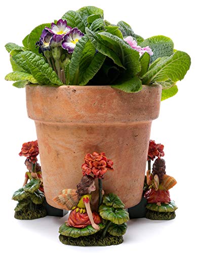 Potty Feet Blumenfeen, Geranien-Figuren, Blumentopffüße, Blumentopfstütze, handgefertigte dekorative Ornamente, 3 Stück von Potty Feet
