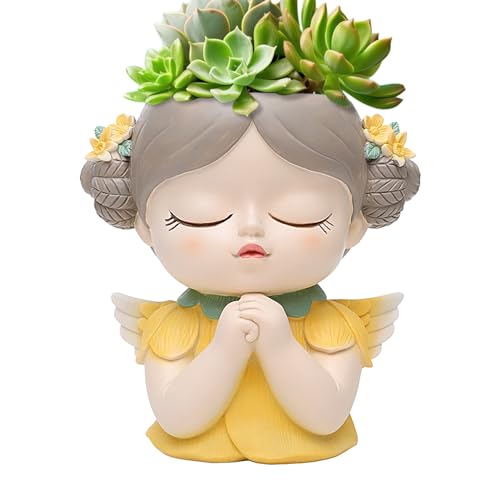 Poupangke Pflanzgefäß mit Gesicht – dekorative weibliche Statue, Mädchenkopf-Pflanzgefäße für Zimmerpflanzen, Blumentöpfe für den Außenbereich, für Kakteen, Sukkulenten von Poupangke