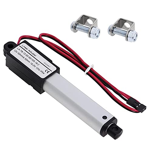 Poweka Micro Linear Actuator, Linearantrieb DC 12V Linearantrieb 50mm Hub Elektromotor mit Montagehalterungen für Home Automation, Oberlichter, Betten, Auto und Roboter von Poweka