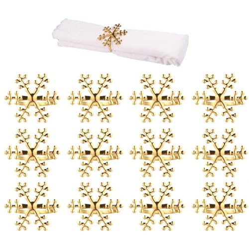 12pcs Weihnachten Schneeflocken Serviettenringe Weihnachtsdelte Gold Snowflake Serviettenhalter Tisch Serviette Schnalle Für Weihnachtshochzeitsfeier von Ppmter