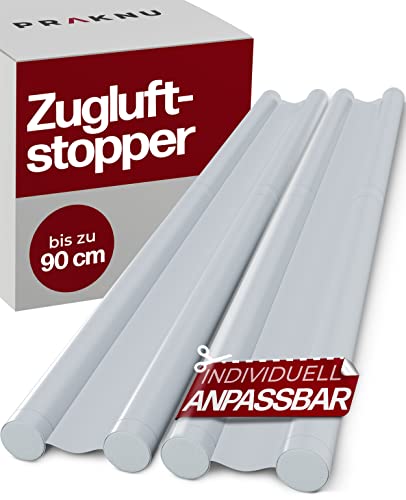 2 Zugluftstopper für Türen bis zu 90cm - Doppelseitiger Schutz - Energiesparend - Zuschneidbar - Leicht zu Reinigen - Weiß von Praknu