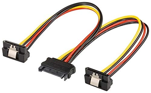 PremiumCord Power Splitter für Festplatten HDD, SATA Stecker auf 2X SATA Buchse 90° abgewinkelt von PremiumCord