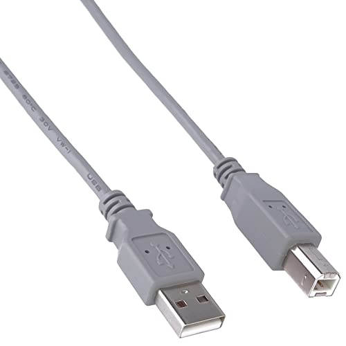 PremiumCord USB 2.0 High Speed Kabel M/M 1m, A Stecker auf B Stecker, USB Verbindungskabel für Scanner usw, Doppelt geschirmt, AWG28, Farbe grau, Länge 1m von PremiumCord