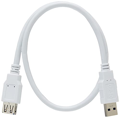 PremiumCord USB 3.0 Verlängerungskabel 5m, Datenkabel SuperSpeed bis zu 5Gbit/S, Ladekabel, USB 3.0 Typ A Buchse auf Stecker, 9Pin, 3X geschirmt, Farbe Weiß, Länge 0,5m von PremiumCord
