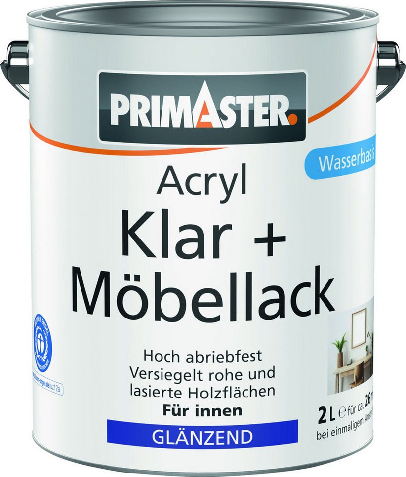 Primaster Acryl-Buntlack Primaster Acryl Klar + Möbellack 2 L farblos Primaster Acryl-Buntlack Primaster Acryl Klar + Möbellack 2 L farblos von Primaster