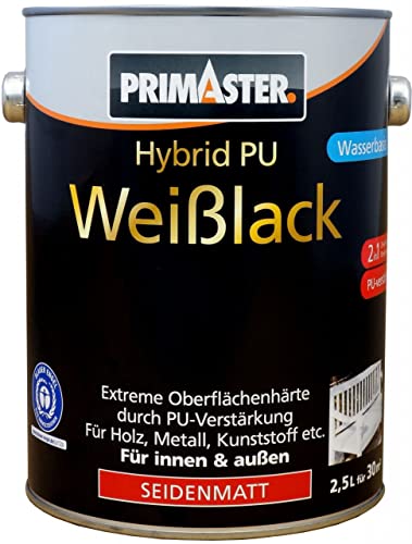 Primaster Hybrid-PU-Weißlack weiß 2,5l für Innen und Außen Lack von Primaster