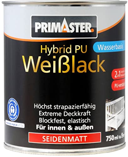 Primaster Hybrid-PU-Weißlack weiß 750 ml für Innen und Außen Lack glanzstabil von Primaster