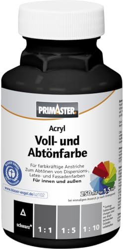 Primaster Voll- und Abtönfarbe 250ml Schwarz Matt Acryl Dispersionsfarbe von Primaster