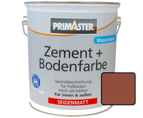 Primaster Zementfarbe und Bodenfarbe 750ml Kupferbraun Seidenmatt Fußbodenfarbe von Primaster