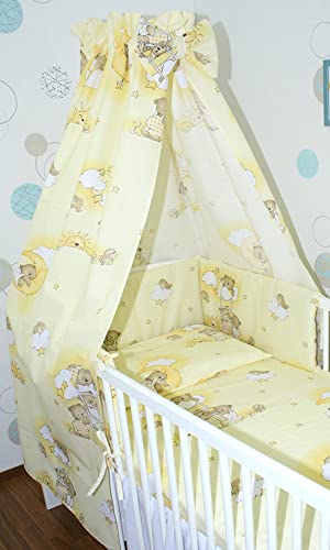 Primawela Babybett Himmel Vollstoff - Bärchen auf Leitern Gelb - für Baby Bett Vollstoffhimmel Baumwolle von Primawela