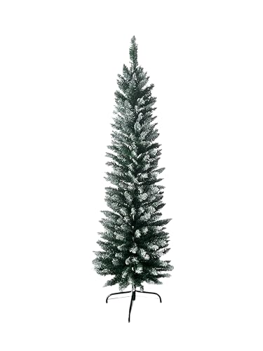 Künstlicher Tannenbaum Weihnachtsbaum schmal mit Schnee-Effekt (180 cm) von PrimoLiving