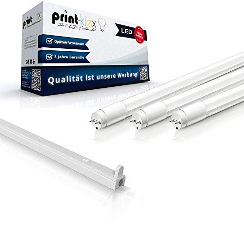 Print-Klex GmbH & Co.KG Einzelhalter-120cm + LED Leuchtstoffröhre T8 G13 18W 3000K - Warmweiß Lichtleiste Röhrenlampe Deckenleuchte ohne Schutzabdeckung von Print-Klex GmbH & Co.KG