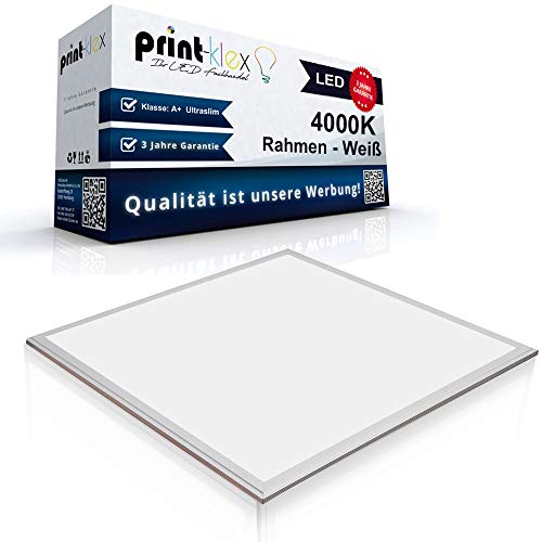 LED Panel Ultraslim 62 x 62 cm Einbauleuchte Lichtleuchte Strahler 36 Watt 3600 LM 4000K-Neutralweiß Rahmen Weiß - Office Print Serie von Print-Klex GmbH & Co.KG