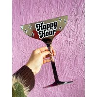 Happy Hour Monochromer Martini Spiegel - Musterform von PrintedWeird