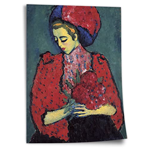 Poster Alexej von Jawlensky - Junge Frau mit Pfingstrose Kunstdruck ohne Rahmen, Wandbild - A4, A3, A2, A1, A0, XXL - Wohnzimmer, Schlafzimmer, Küche, Deko von Printistico